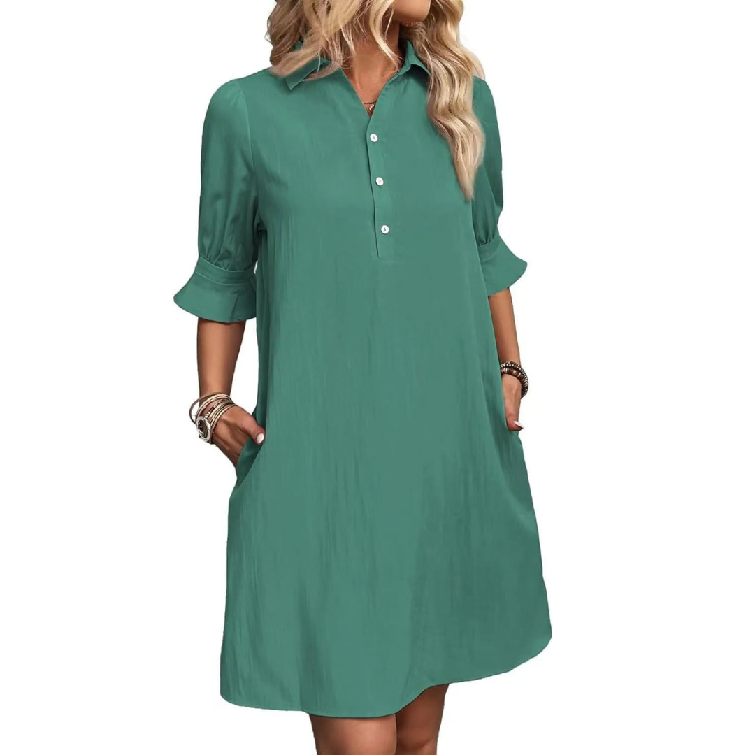 Women's Casual Shirt Midi Dress — side view