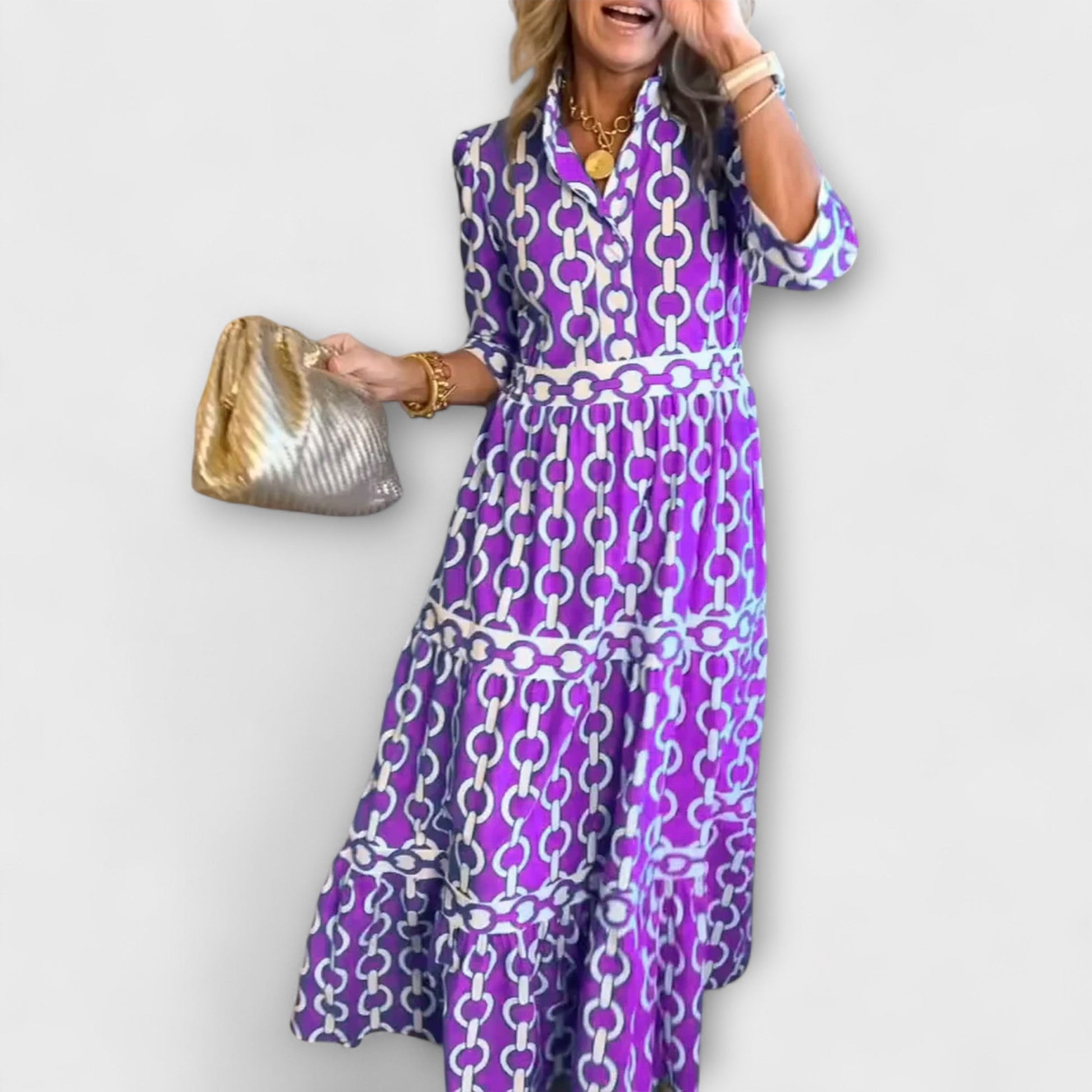 Women's Chain Pattern Day-to-Dinner Midi Dress — side view