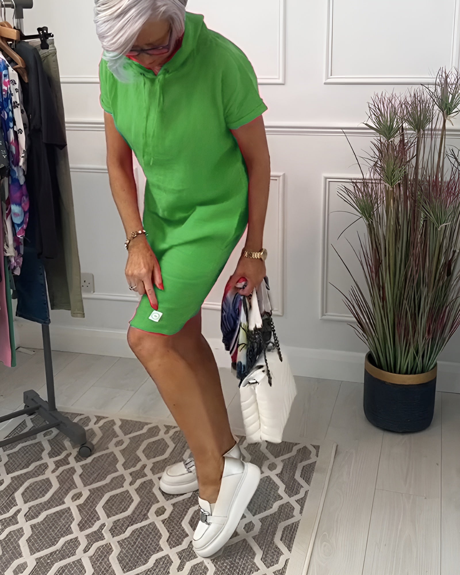 Women's Hooded Casual Everyday Midi Dress — front view