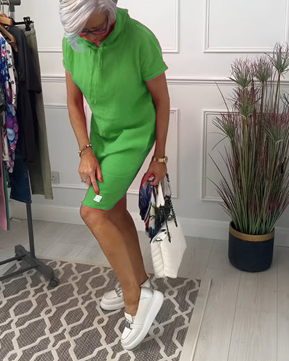 Women's Hooded Casual Everyday Midi Dress — front view