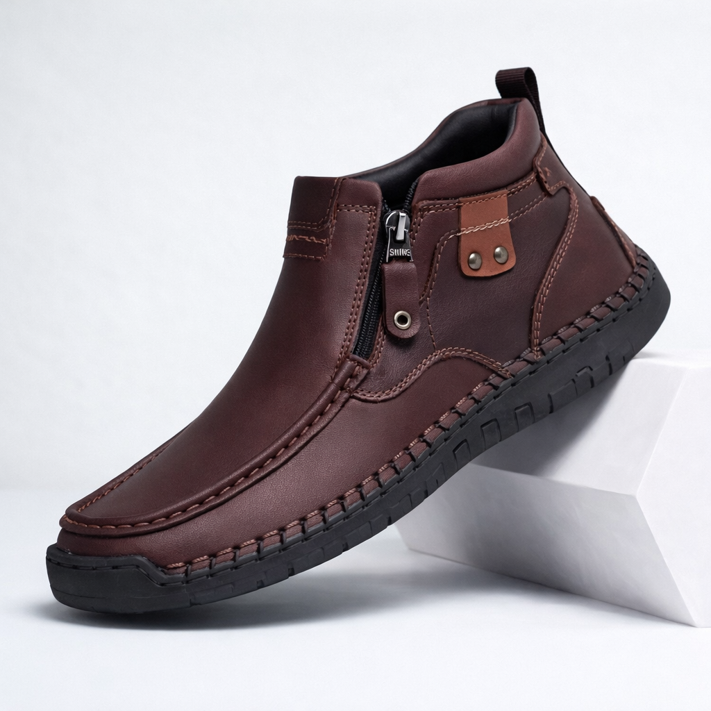 Men's Italian Leather Ankle Boots — close-up
