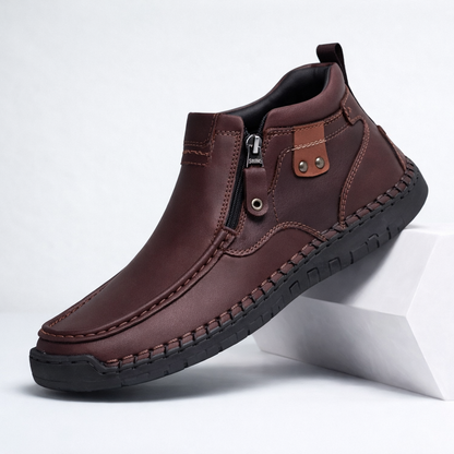 Men's Italian Leather Ankle Boots — close-up