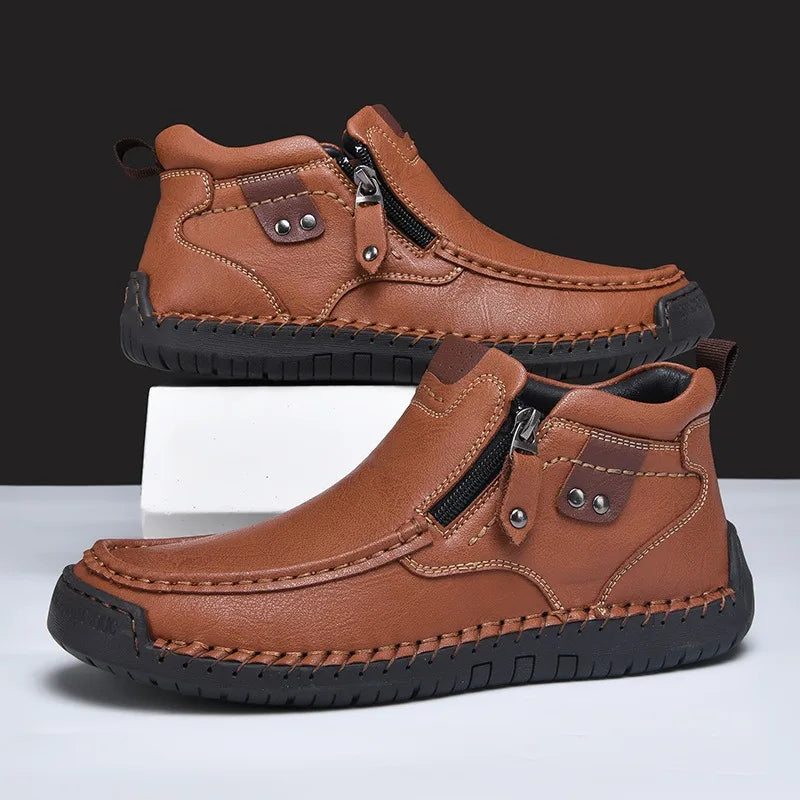 Men's Italian Leather Ankle Boots — side view