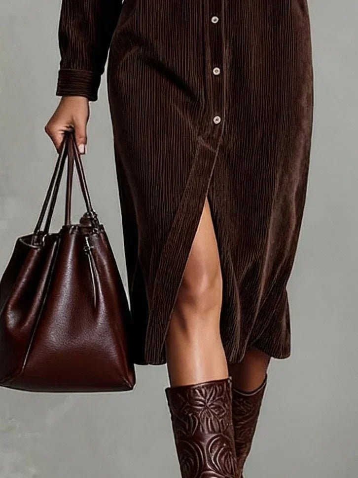 Women's Flared Hem Polished Evening Midi Dress — product view
