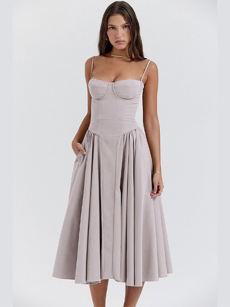 Women's Long Tank Wedding Guest Maxi Dress — front view