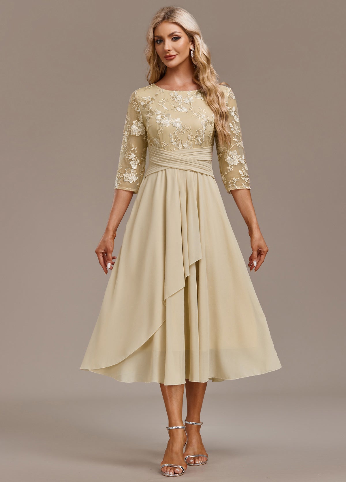 Women's Floral Embroidered Celebration Midi Dress — detail view