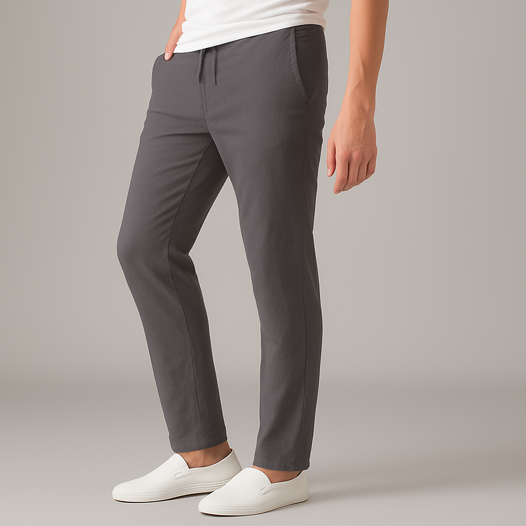 Straight-Leg Linen Drawstring Pants for Men
