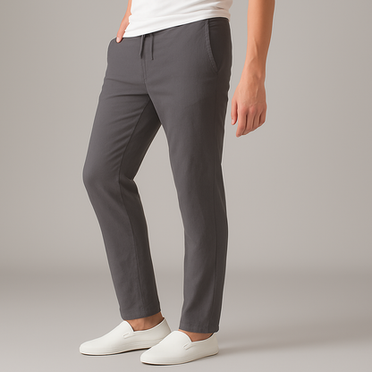 Straight-Leg Linen Drawstring Pants for Men