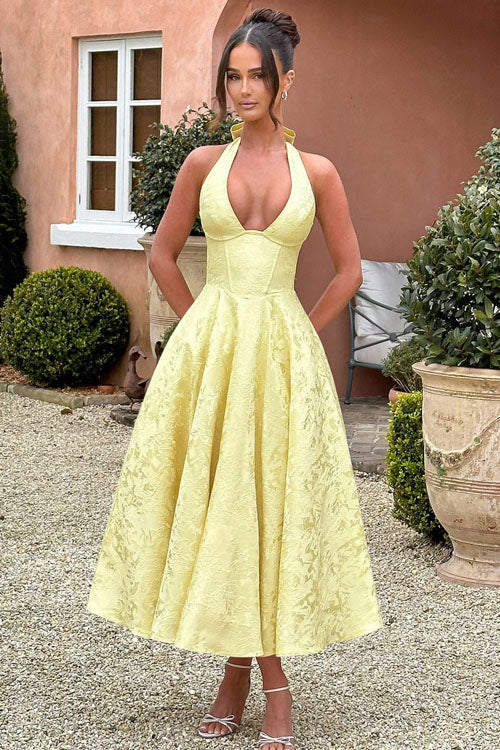 Women's Jacquard Formal Evening Maxi Dress — detail view