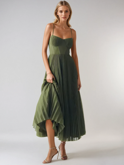 Women's Pleated Evening Maxi Dress — side view
