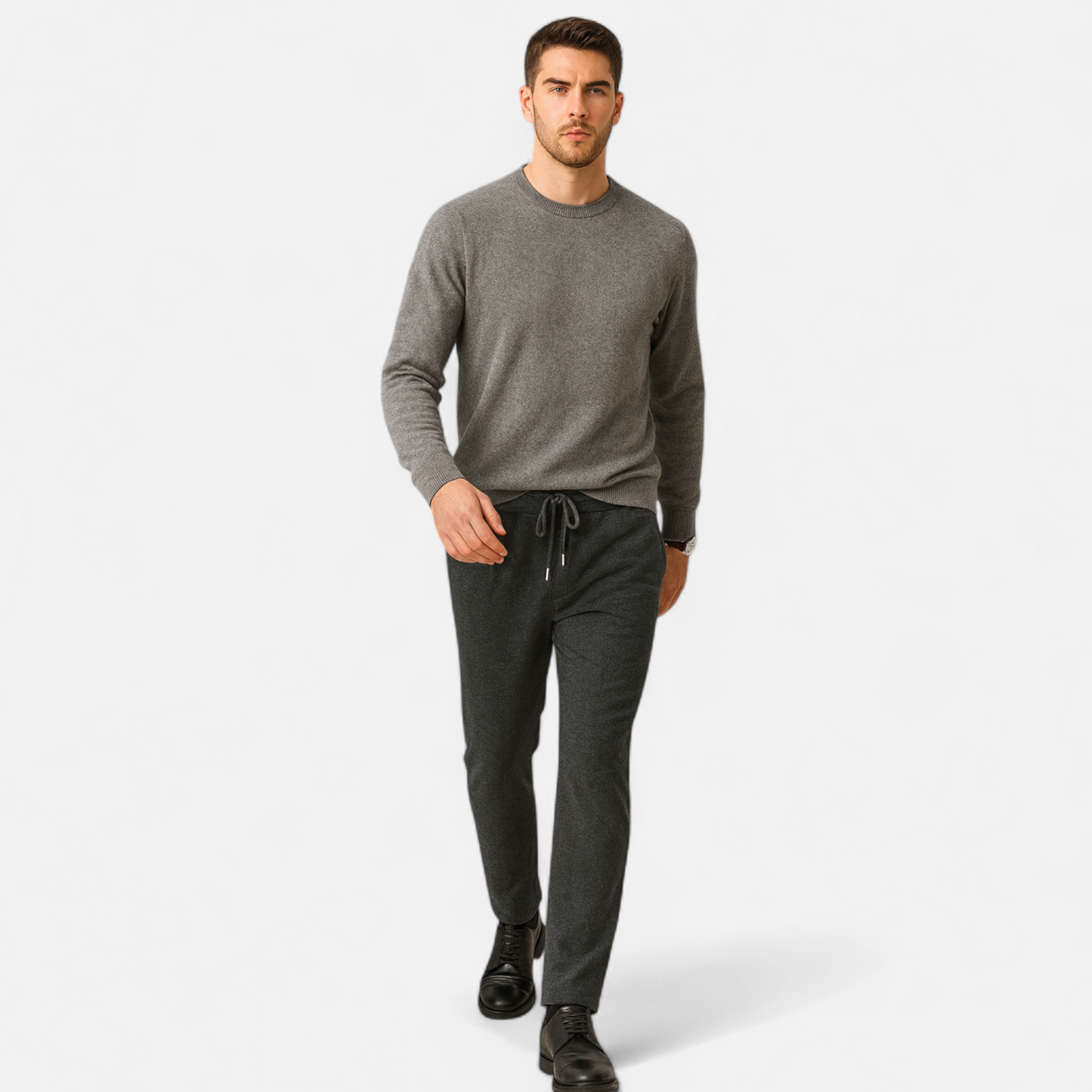 Drawstring Merino Wool Knit Trousers for Men