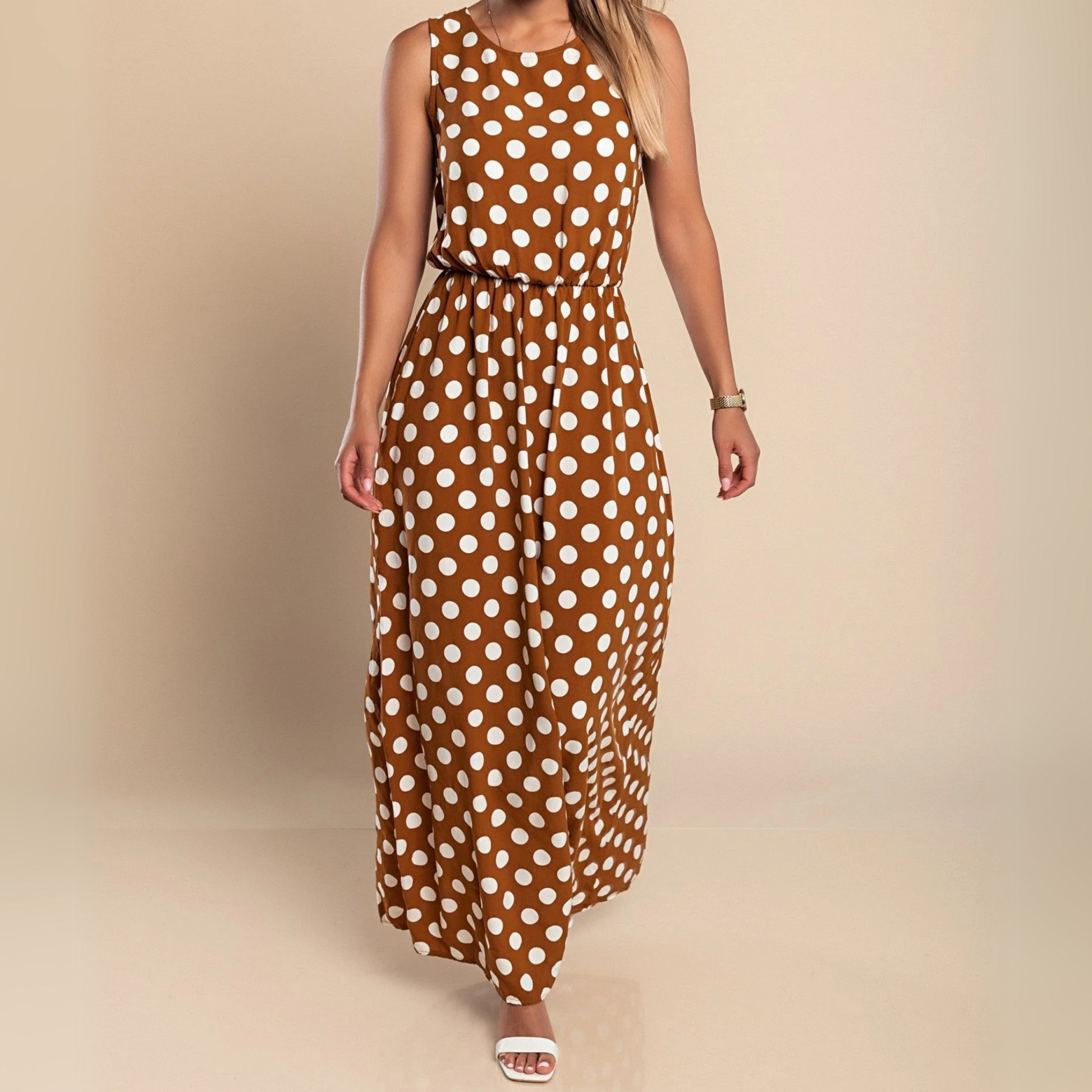 Women's Polka Dot Casual Vacation Maxi Dress — product view
