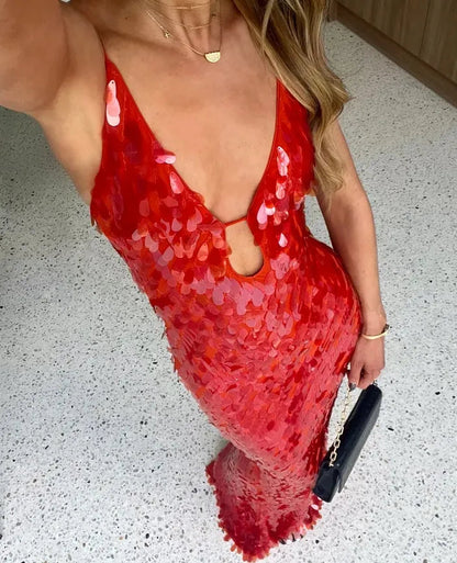 Women's Sequin Evening Maxi Dress — detail view