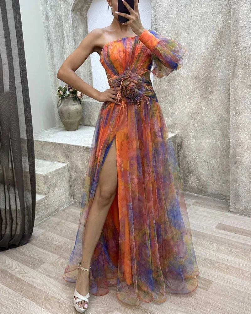 Women's Wrap Wedding Guest Maxi Dress — front view