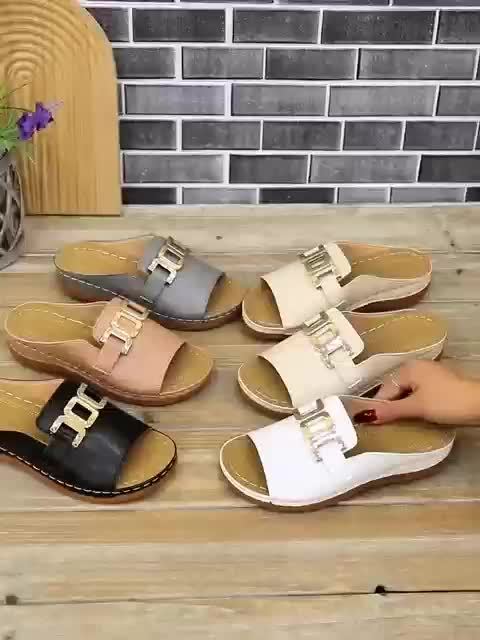 Women's Cushioned Buckle Sandals — side view