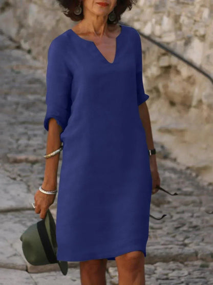 Women's V-Neck Elegant Everyday Maxi Dress — side view