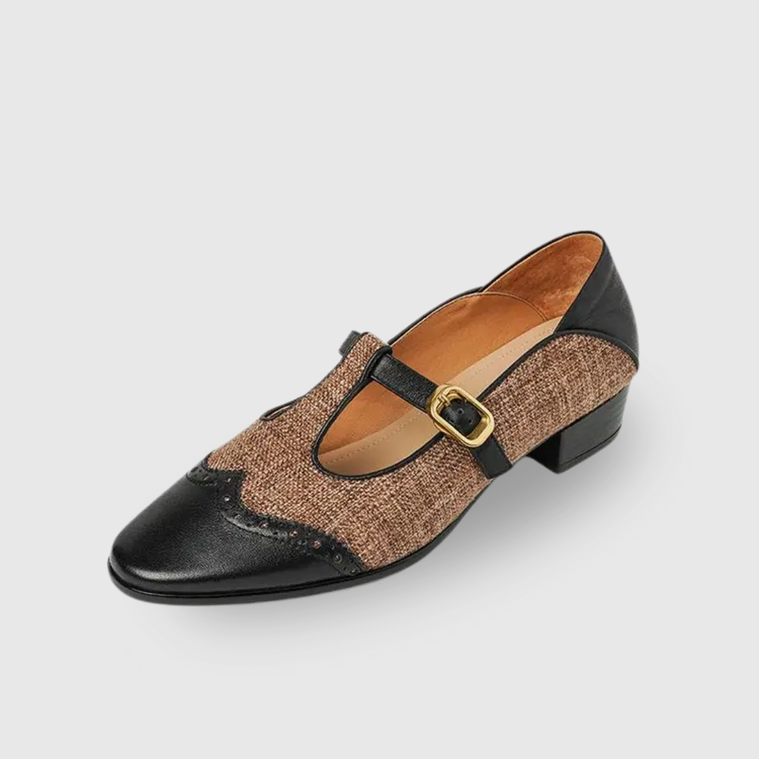 Women's Two-Tone T-Strap Mary Jane Vintage Low Heel — product view
