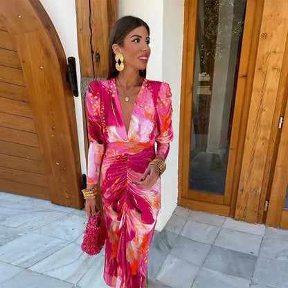 Women's Wrap Wedding Guest Maxi Dress — detail view
