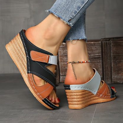 Women's Platform Wedge Slide Sandals — close-up