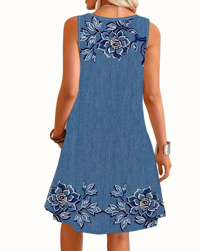 Women's Sleeveless Casual Evening Midi Dress — detail view
