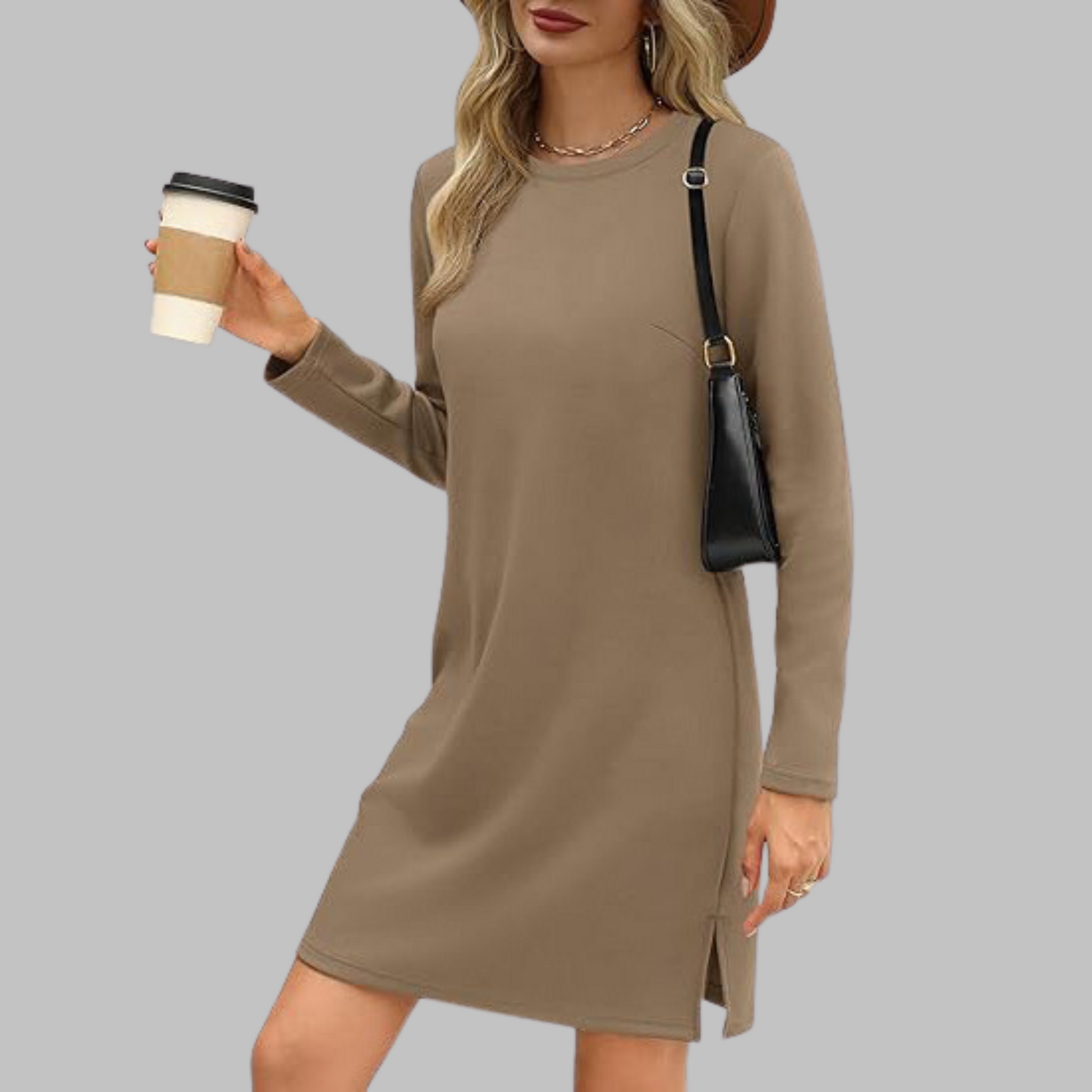Women's Long Sleeve Everyday Midi Dress — detail view