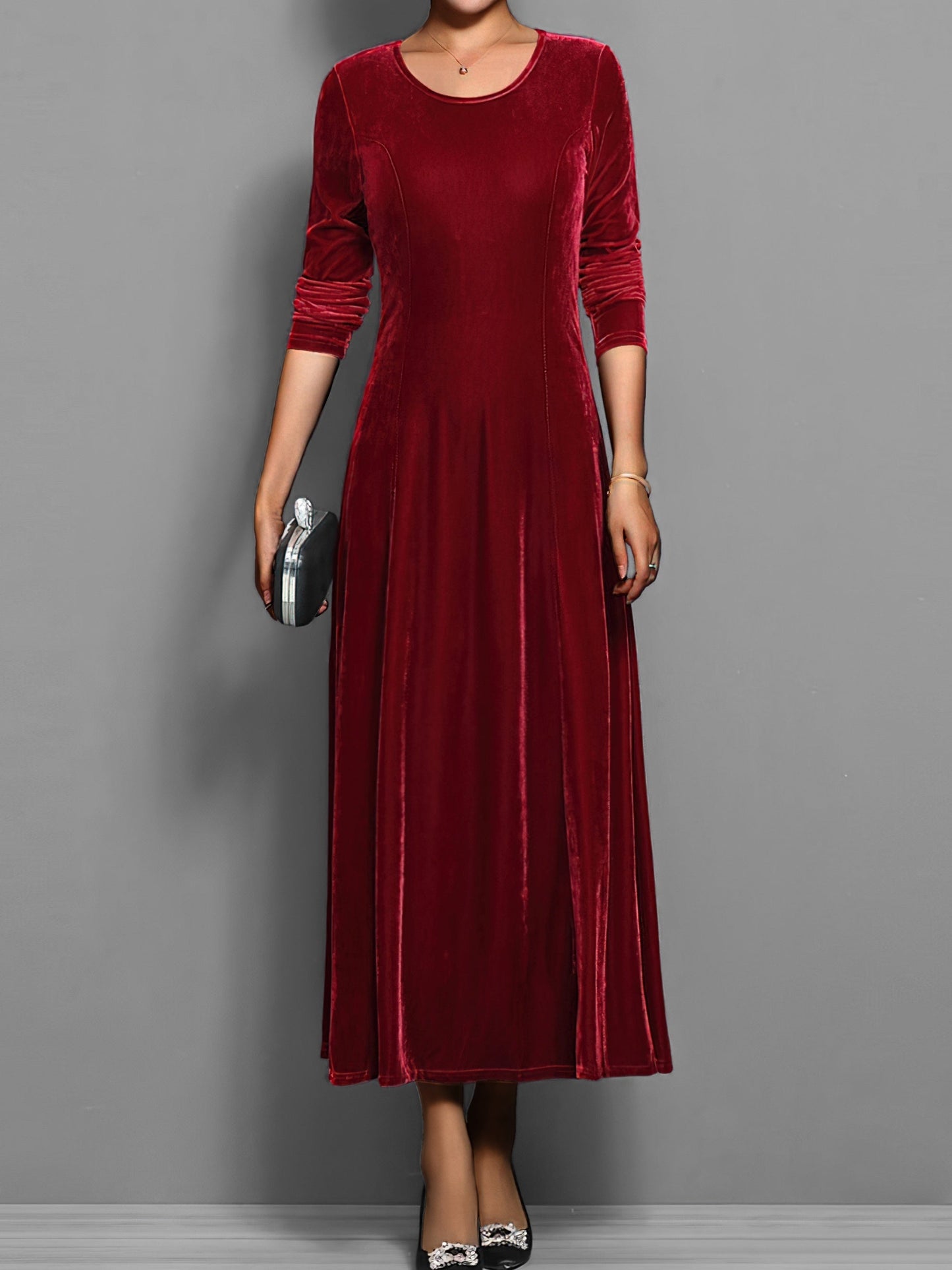 Women's Velvet Evening Midi Dress — detail view