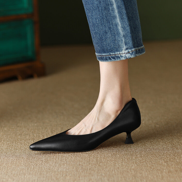 Women's Kitten Heel Pointed Toe Pumps — detail view