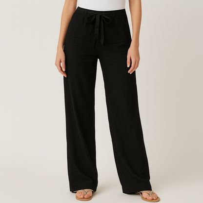 Women's Linen-Cotton Wide-Leg Pants — side view