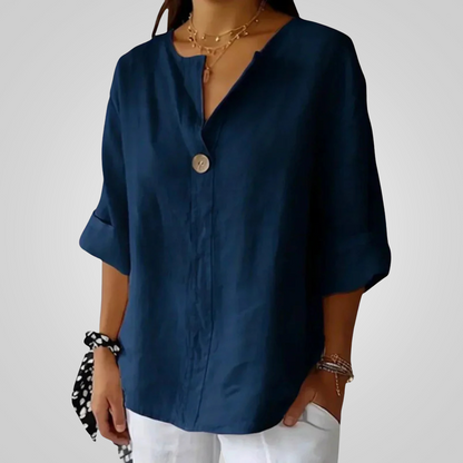 Women's Lightweight Linen Shirt — close-up