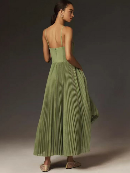 Women's Pleated Evening Maxi Dress — close-up