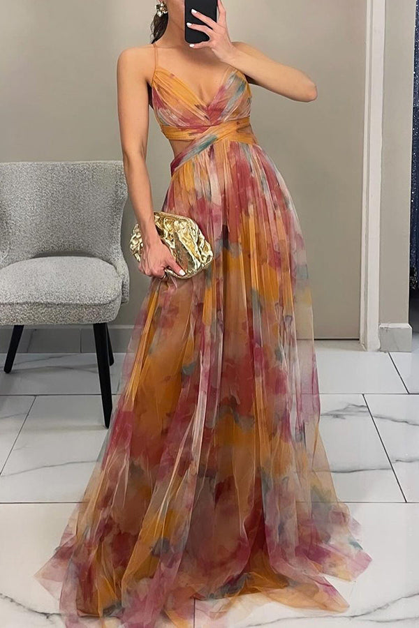 Women's Floral Print Summer Maxi Dress — close-up