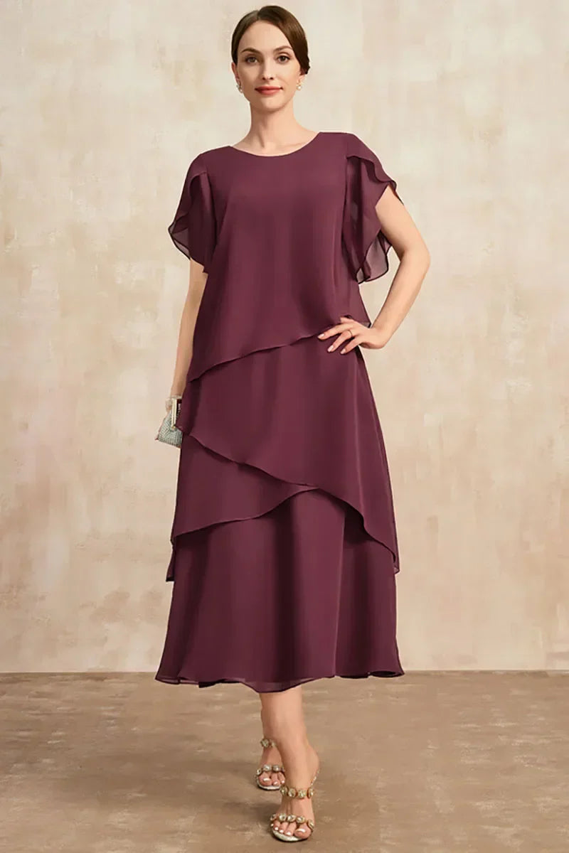 Women's Chiffon Elegant Evening Midi Dress — detail view