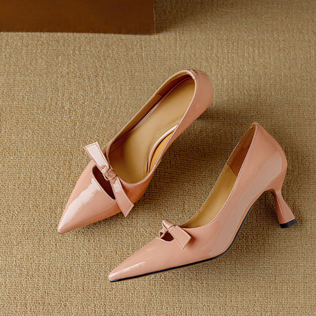 Women's Bow Pointed-Toe Kitten Heel Pumps — product view