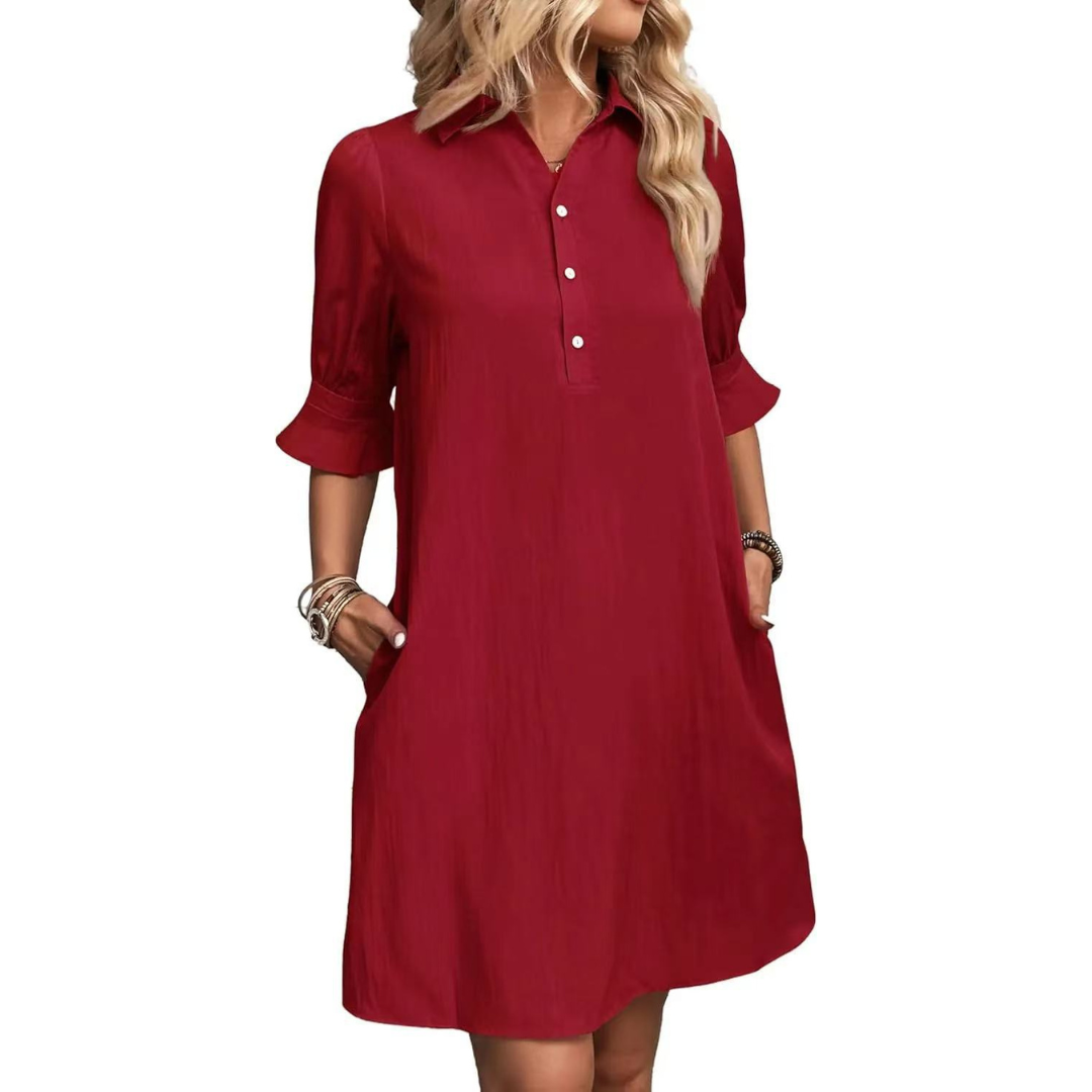 Women's Casual Shirt Midi Dress — product view