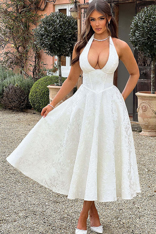 Women's Jacquard Formal Evening Maxi Dress — detail view