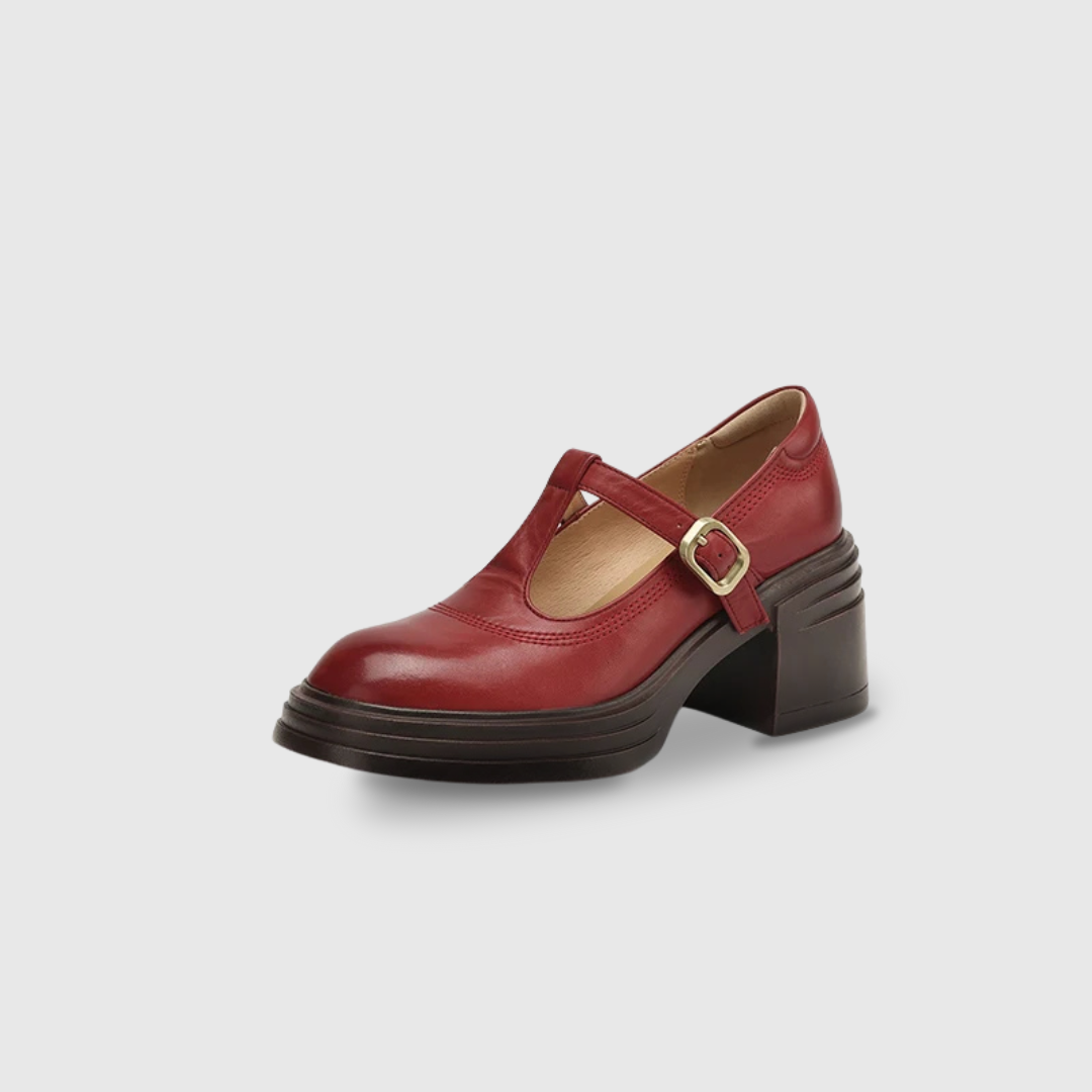 Women's Mary Jane Block Heel Pumps Round Toe — front view