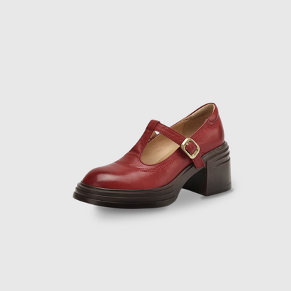 Women's Mary Jane Block Heel Pumps Round Toe — front view