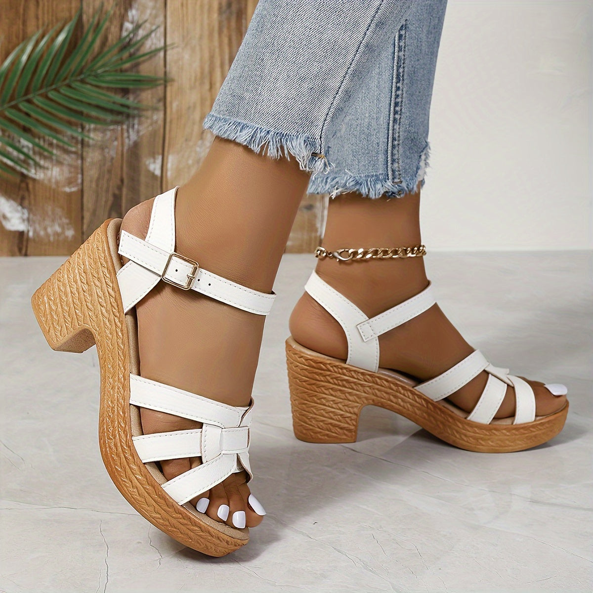 Women's Strappy Wedge Sandals — front view