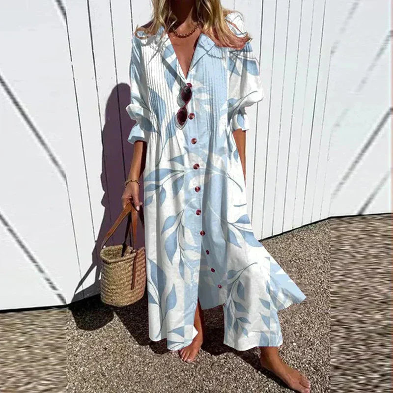 Women's Boho Flowy Vacation Maxi Dress — close-up
