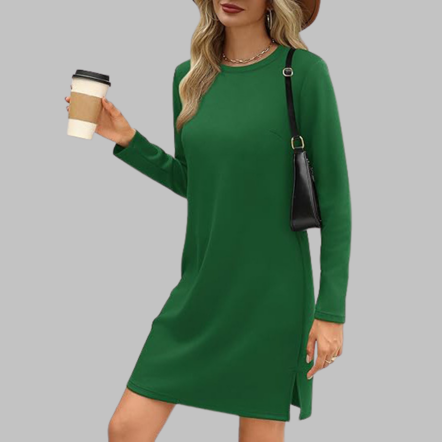 Women's Long Sleeve Everyday Midi Dress — side view