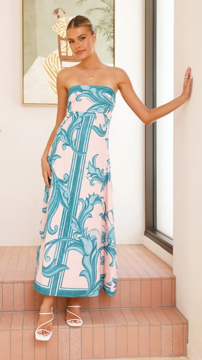 Women's Printed Wedding Guest Maxi Dress — close-up