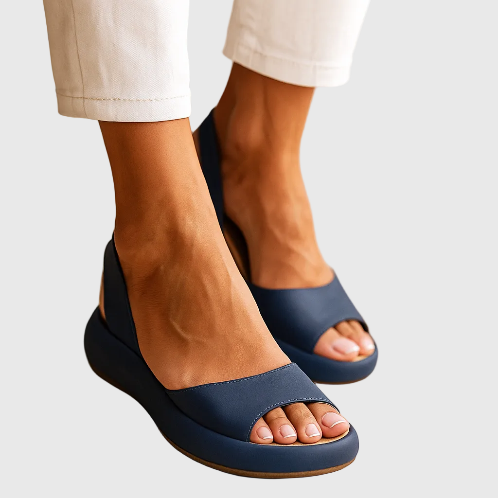 Women's Open Toe Slip-On Flat Sandals — front view