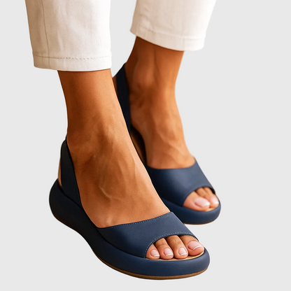 Women's Open Toe Slip-On Flat Sandals — front view