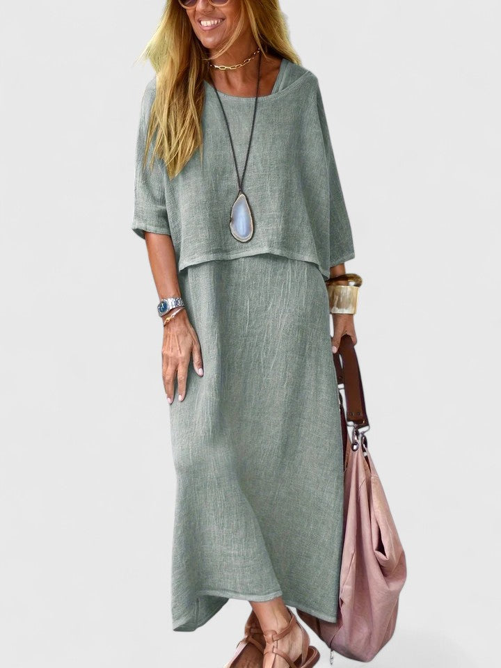Women's Sleeveless V-Neck Maxi Dress Set — front view