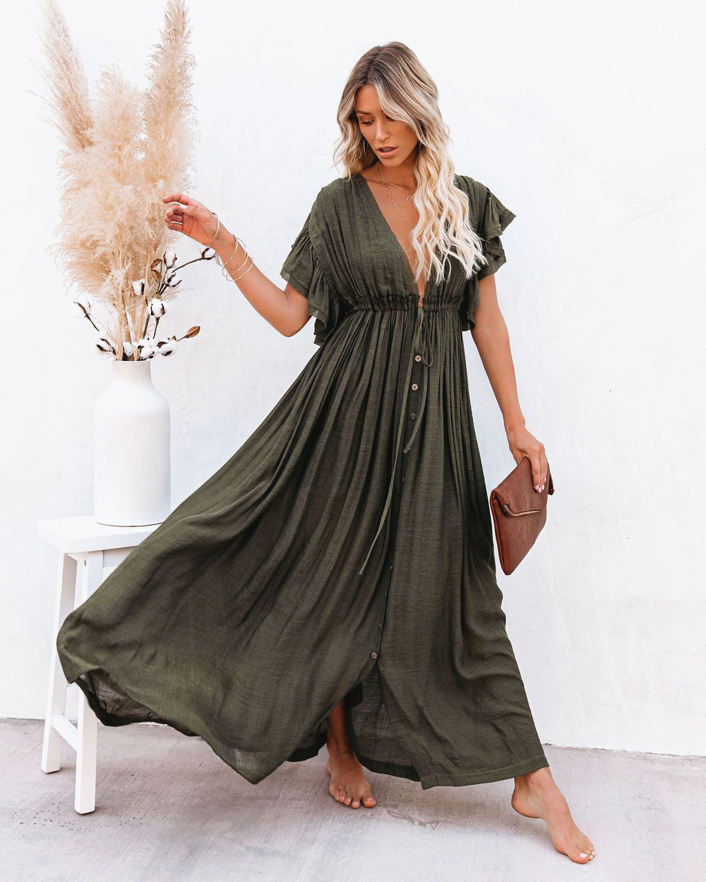 Women's Boho Wrap Vacation Cover-Up Dress — detail view