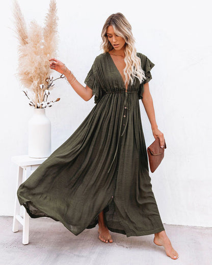 Women's Boho Wrap Vacation Cover-Up Dress — detail view