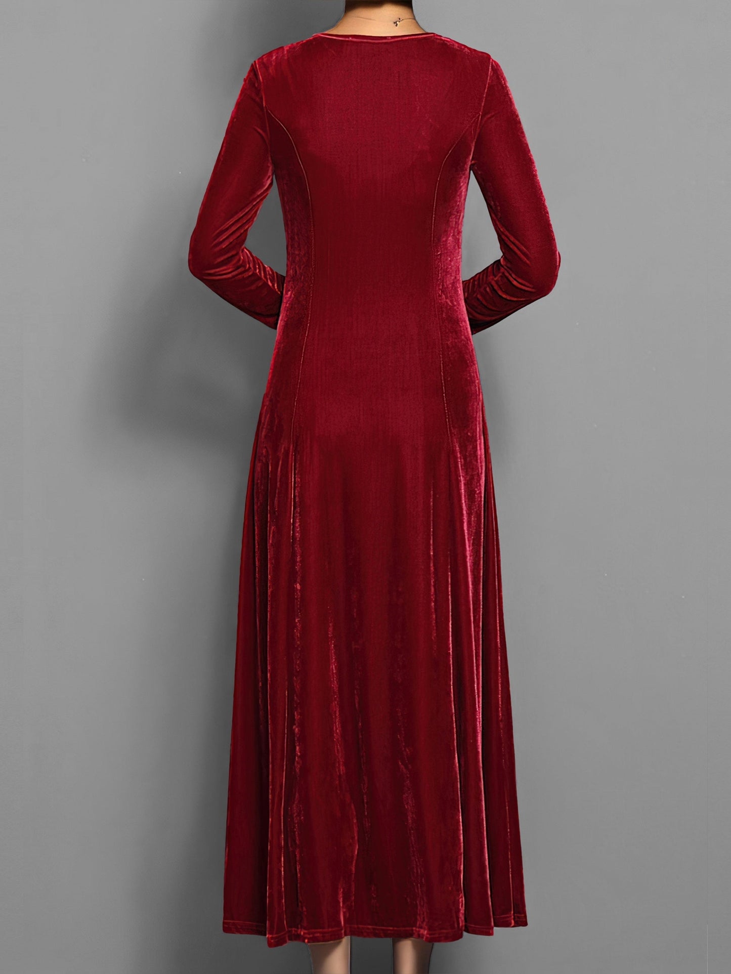 Women's Velvet Evening Midi Dress — side view