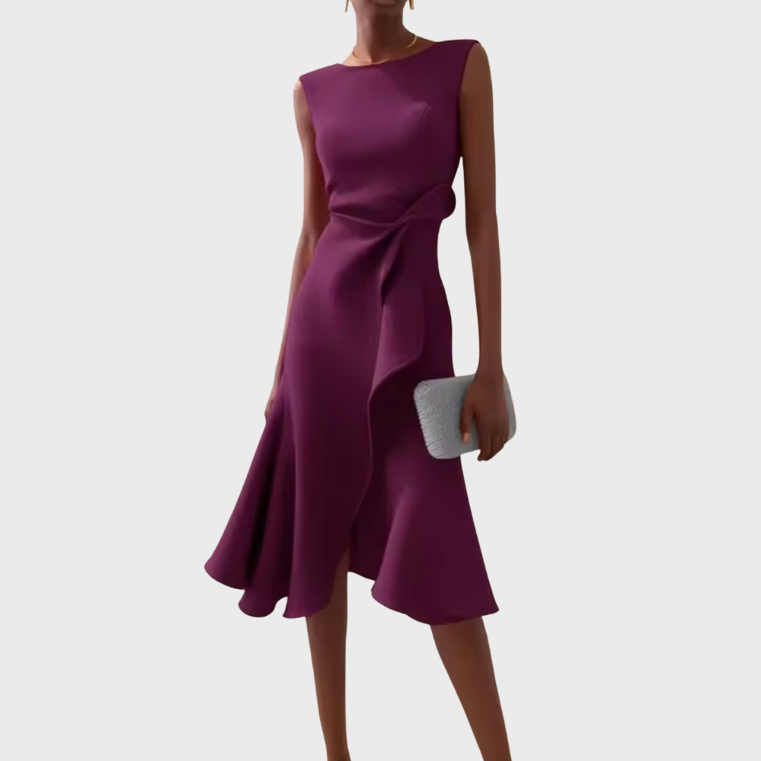 Asymmetric Sleeveless Ruffle Midi Dress for Women — product view