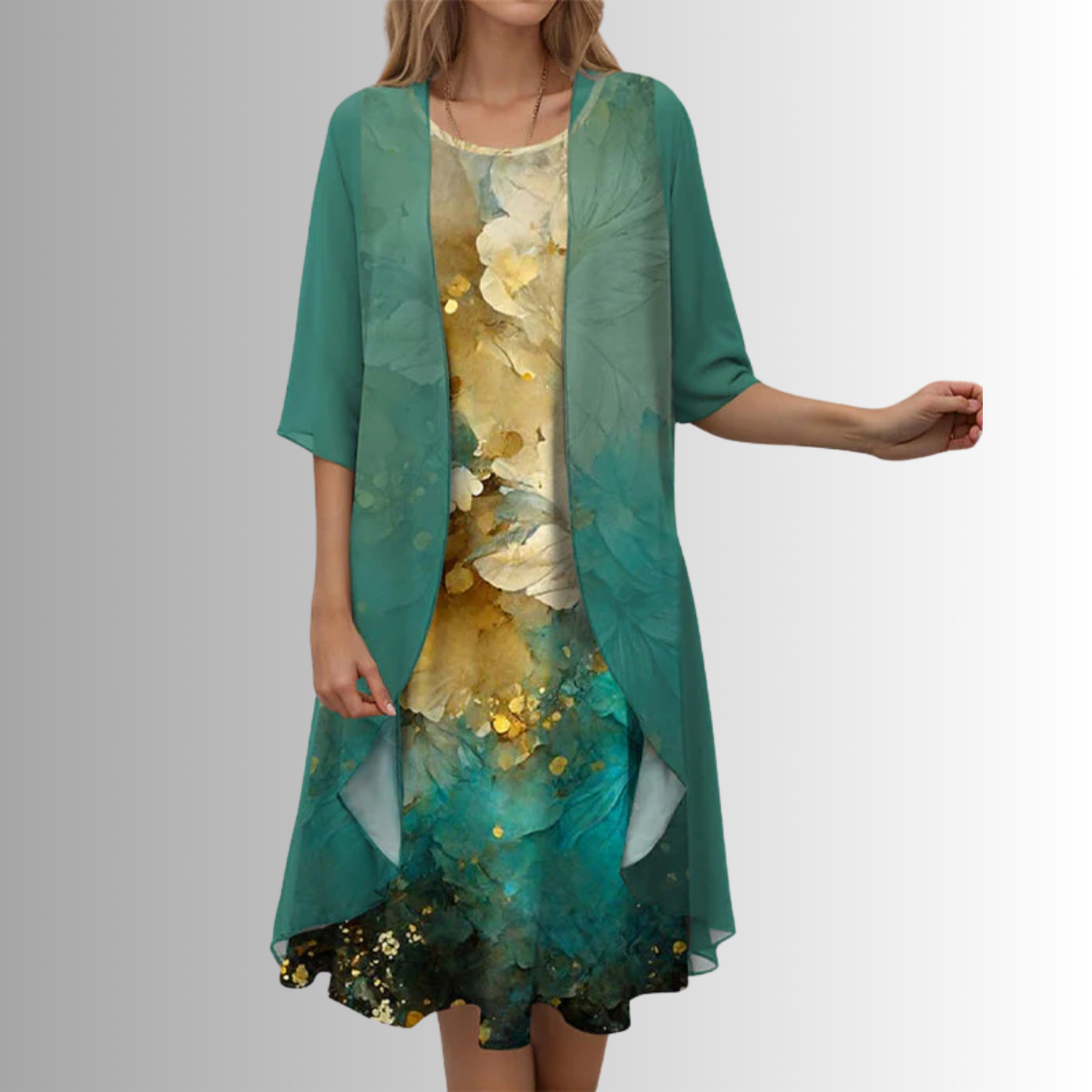 Women's 2-Piece Floral Midi Dress Set — front view