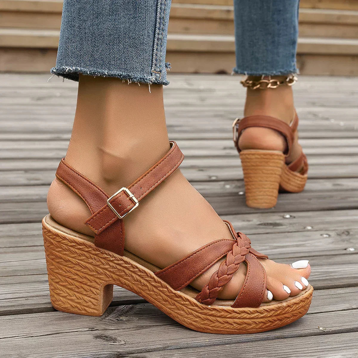 Women's Adjustable Flat Sandals — close-up